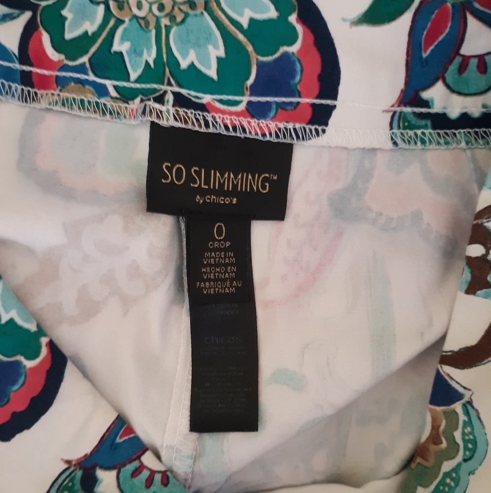 Chico's slimming floral crop pants sz 0 4 29" waist *T - Picture 7 of 8